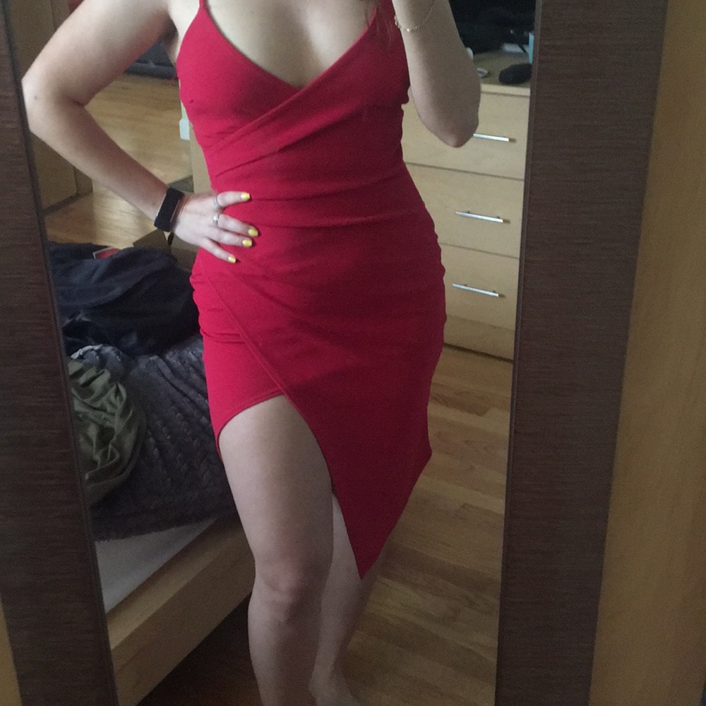 Boohoo red dress
